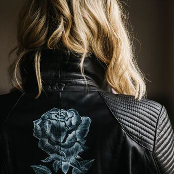 Personalised Rose Stem Bridal Leather Jacket, 5 of 12