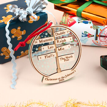 Christmas Family Snow Globe Street Sign Tree Decoration, 6 of 7