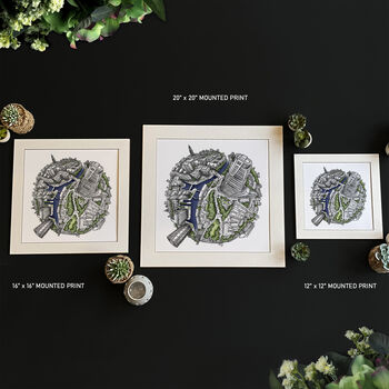 The Leeds Waterfront Globe Hand Drawn Map Print, 3 of 5