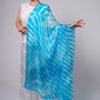 100% Mulberry Silk Scarf, Turquoise Blue Marbling In Gift Box, thumbnail 5 of 10
