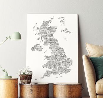 UK Places Typographic Map Print, 3 of 11