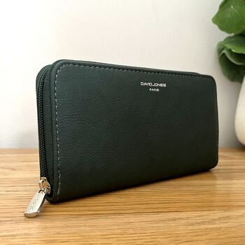Faux Leather Purse In Dark Green, 2 of 3