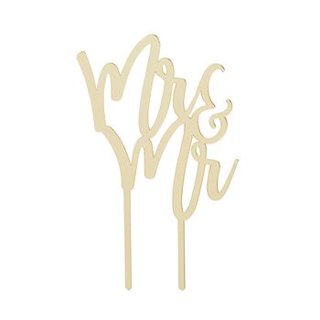 Gold Mirror Acrylic Mr And Mr Cake Topper, 2 of 2