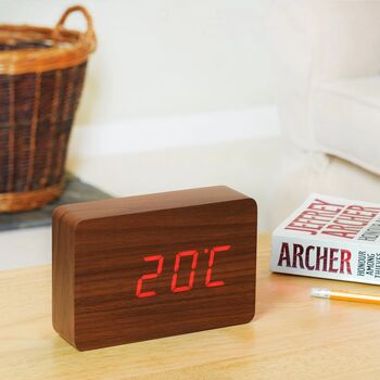 Brick Walnut Click Clock Red LED, 5 of 5