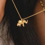 Elephant And Baby Gold Plated Necklace, thumbnail 8 of 11