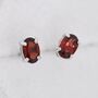 Genuine Garnet Crystal Stud Earrings In Sterling Silver, thumbnail 5 of 12