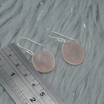 Rose Quartz Silver Square Teardrop Earrings, 8 of 8