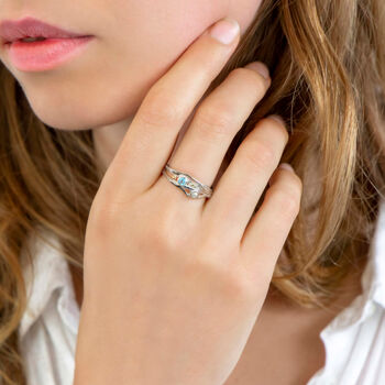 Molten Sterling Silver Blue Topaz And Pearl Ring, 3 of 5