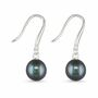 Sterling Silver Black Freshwater Pearl Drop Earrings – 8mm, thumbnail 5 of 6