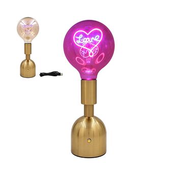 Love Rechargeable Retro Neon Brass Lamp, 4 of 5