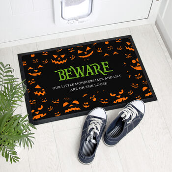 Personalised Halloween Beware Indoor Doormat, 2 of 4