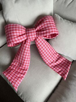 Pink And Red Gingham Door Bow, 5 of 5