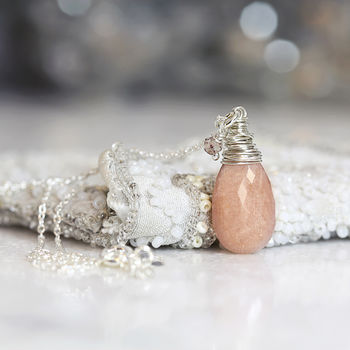 Peach Moonstone Necklace, 4 of 6