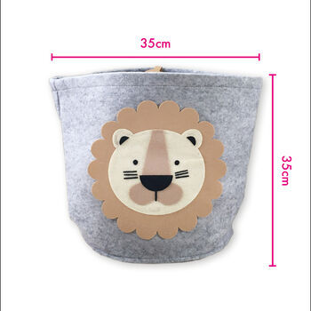 Animal Face Grey Fabric Storage Basket 35cm, 4 of 8