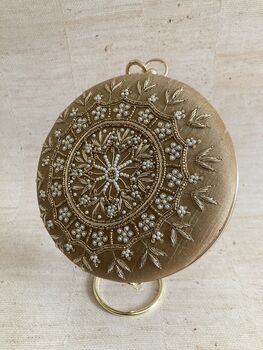 Gold Handcrafted Mandala Design Bangle Clutch, 4 of 10