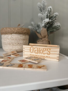 Personalised Safari Wooden Domino Toy Set, 9 of 9