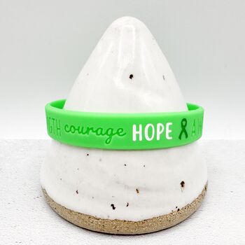 Green Awareness Ribbon Bracelet Wristband, 3 of 8
