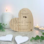 Personalised Wedding Script Text Wooden Freestanding Heart, thumbnail 5 of 6