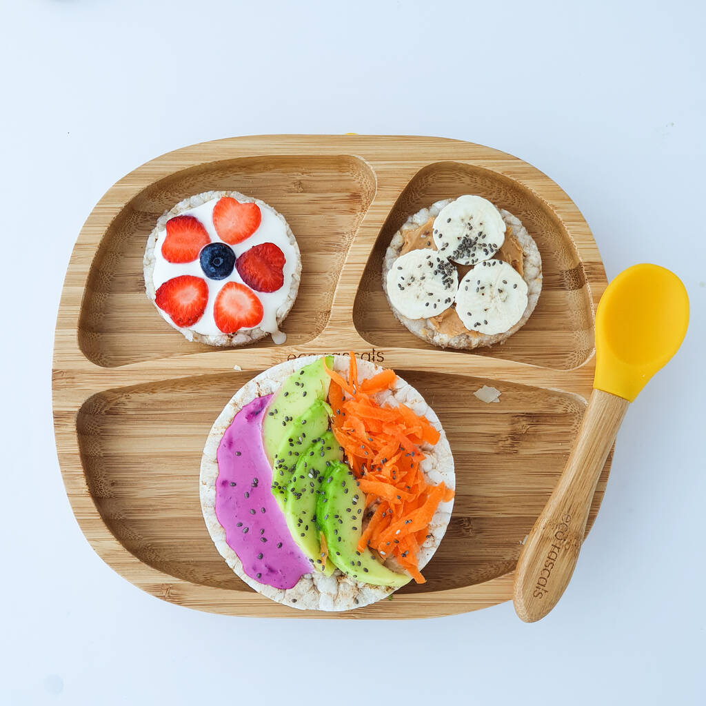 Bamboo Toddler Plate With Suction Yellow By eco rascals