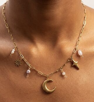 Sun Moon And Stars Crystal Tarnish Free Necklace, 3 of 3