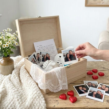 Personalised Couples Photo Wooden Keepsake Memory Box Five Sizes, 3 of 12
