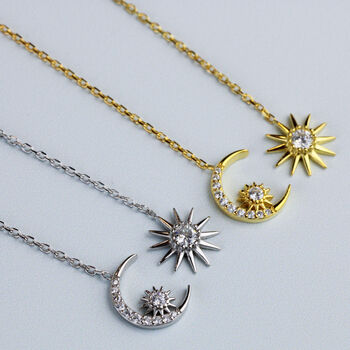 Sterling Silver Sparkly Moon And Star Threader Earrings, 3 of 7