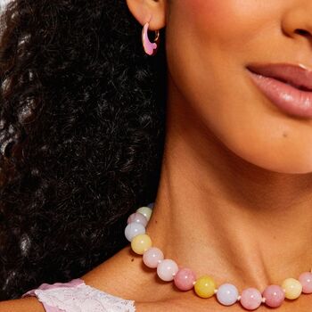 Pink Swirl Heart Hoop Earrings, 2 of 2