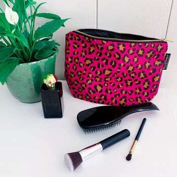 Hot Pink Leopard Print Washable Cosmetic Or Makeup Bag, 10 of 12