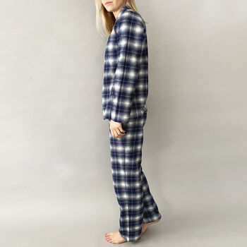 Brushed Cotton Blue And White Check Pyjamas, 3 of 5