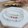 Sterling Silver Birthstone Bracelet: Elastic Beaded Birth Month Gemstone Jewellery, thumbnail 2 of 9