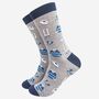 Men's Rugby Bamboo Socks In Grey And Blue, thumbnail 2 of 4