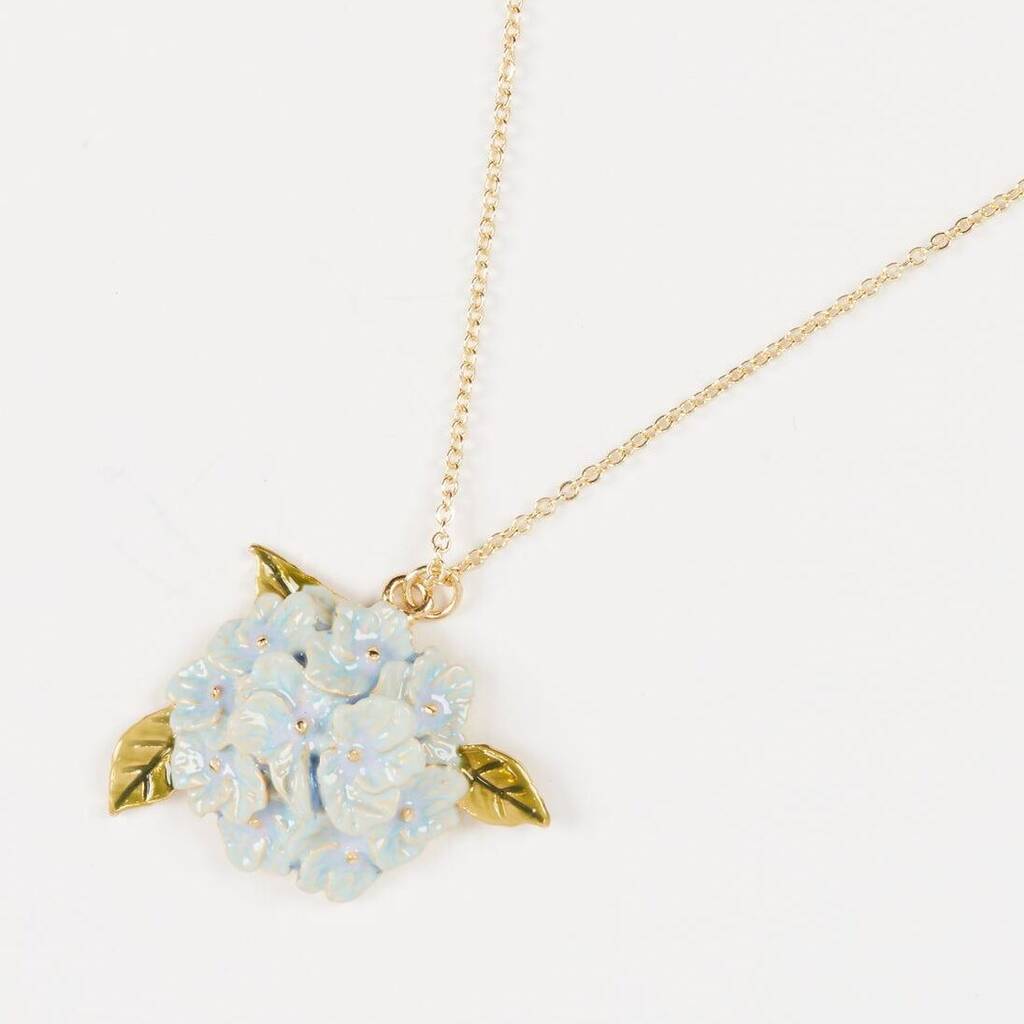 Enamel Hydrangea Necklace, 1 of 6