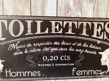 36cm French Wall Bathroom Sign Hanging Toilet Plaque Decor, 2 of 4
