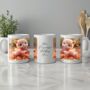 Personalised Autumn Llama Playing In Leaves Gift Mug, thumbnail 2 of 2