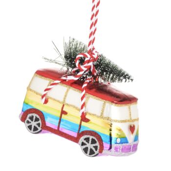 Rainbow Camper Van With Tree Bauble, 2 of 2