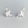 Sterling Silver Flamingo Heart Stud Earrings, thumbnail 3 of 5