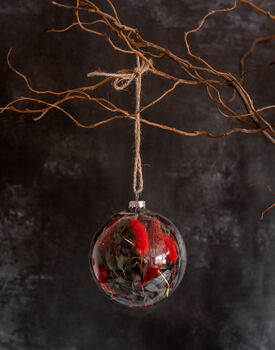 Large Glass Tree Bauble With Christmas Dried Flowers, 2 of 3