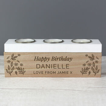 Personalised Wooden Floral Tealight Holder Box, 4 of 6