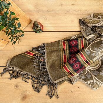 Handwoven Boho Recycled Cotton Blanket Scarf, 8 of 9