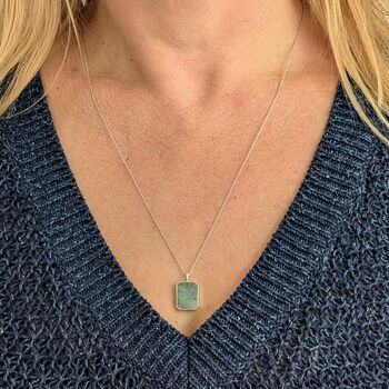 The Rectangle Aquamarine Necklace, Silver, 5 of 7