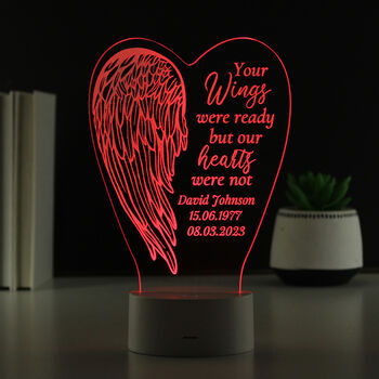 Personalised Angel Wings Memorial LED Light, 7 of 9