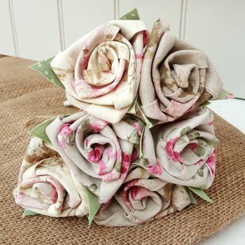 4th Anniversary Linen Roses Tulips Jug Vase Tag Option, 7 of 11