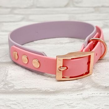 Waterproof Dog Collar And Lead Set Lilac/Baby Pink, 2 of 2