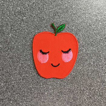 Happy Apple Iron On Embroidered Patch, 2 of 4