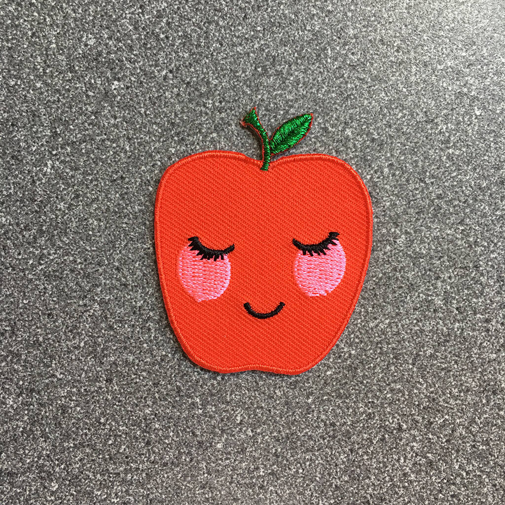Happy Apple Iron On Embroidered Patch, 1 of 4