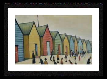 Brighton Beach Huts Lowry Style Framed Art, 2 of 2