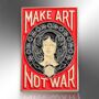 Make Art Not War Red Enamel Lapel Pin Badge, thumbnail 3 of 8