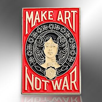 Make Art Not War Red Enamel Lapel Pin Badge, 3 of 8