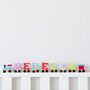 Unicorn Light And Pastel Colours Wooden Letter Toy Train, thumbnail 4 of 6