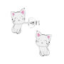 Cool Cat Black Or White Kitten Silver Stud Earrings, thumbnail 4 of 9